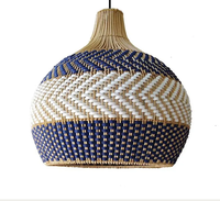 Nouvelle conception tissée à la main rotin pendentif abat-jour bleu Royal Design moderne plafonnier couvercle de lampe pour la décoration intérieure