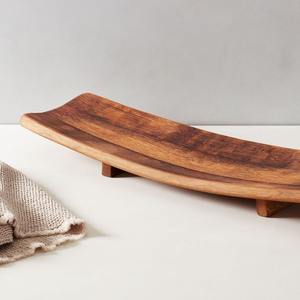 Plateau rond en bois texturé de luxe Planche de service élégante et artisanale Plateau de présentation en bois rustique de qualité supérieure Vaisselle à manger Cuisine - Product Image 6