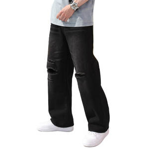 บริการ OEM กางเกงยีนส์เอวสูงแบบลำลองของผู้ชายกางเกงโอเวอร์ไซส์ทรงปกติดีไซน์สวยทันสมัยสำหรับใช้งานกลางแจ้งปรับแต่งโลโก้ได้ - Product Image 1