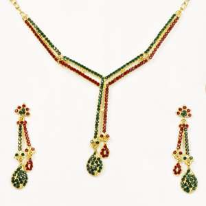 Collier plaqué or 18 ct Kriaa serti de boucles d'oreilles en pierre et perle autrichiennes pour cadeaux 1101317 - Product Image 1