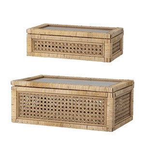 Ensemble de 2 boîtes de rangement en rotin, boîte de rangement artisanale, écologique, naturelle, décoration intérieure et extérieure, vente en gros du Vietnam - Product Image 1