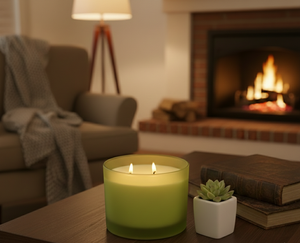 Luxury Eco-Friendly Green Glass Scented <b>Candle</b> with 2 <b>Wick</b> Soy Wax Aromatherapy <b>for</b> Home Decor Christmas & New Year - Product Image 2