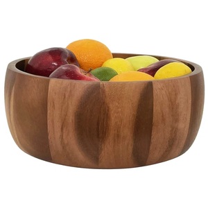 High Quality Natural Acacia <b>Wood</b> <b>Fruit</b> <b>Bowl</b> with Spoons Custom Bulk Wholesale for Salad and Food Serving - Product Image 6