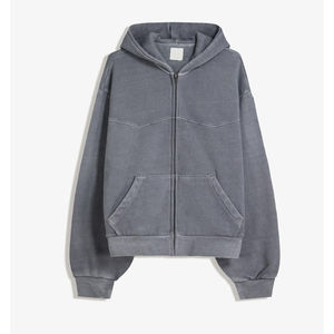 เสื้อฮู้ดผ้าฝ้ายโอเวอร์ไซส์ผ้าโอเวอร์ไซส์ผ้าโอเวอร์ไซส์ผ้ามีซิปผลิตจากโรงงานผลิตตามสั่ง - Product Image 5