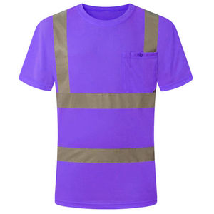 T-shirt de sécurité réfléchissant d'été pour hommes respirant à manches courtes chantier de construction manipulation de vêtements de plein air - Product Image 1