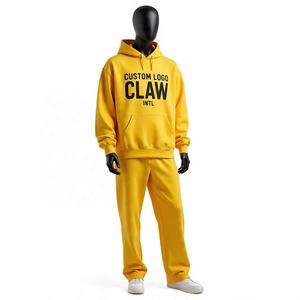 ชุดวอร์มกางเกงผ้าคอตตอนมีฮู้ดสำหรับผู้ชายชุดวอร์มกางเกงมีซิปรูดโลโก้แบบกำหนดเอง - Product Image 4