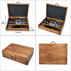 Ensemble de toilettage de barbe tendance, boîte en bois avec brosse, peigne, ciseaux, huile, baume, shampoing, rangement multi-pièces, design rustique - Product Image 5