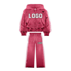 Ropa de calle polar de algodón, chándales holgados, conjunto de Jogger desgastado, chándal de lavado ácido DTG pesado personalizado para hombres - Product Image 4