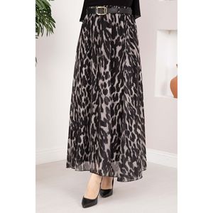 Falda de Gasa con Estampado de Leopardo Negro, Talla XS, Cintura Imperio, Suave y Transpirable, Diseño de Vestido de Gala con Estampado Digital y Volantes - Product Image 2