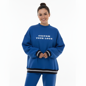 Sudadera de Forro Polar con Cuello Alto para Mujer, Poliéster/Algodón, Transpirable, Manga Larga, Corte Holgado, Alta Calidad, Servicio OEM - Product Image 1