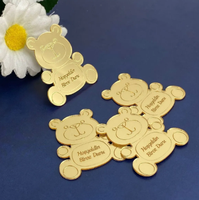 Étiquettes acryliques décoratives en plexiglas or-argent de 1mm avec adhésif arrière pour faveurs de fête Faveur de mariage