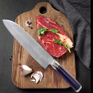 Venta al por mayor personalizado japonés Damasco acero Chef cuchillo de alta calidad con hoja afilada fija OEM ODM cuchillo de cocina profesional - Product Image 6