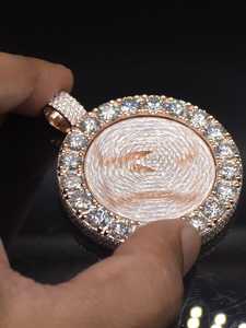 Custo925 Sterling <b>Silver</b> Round <b>Initial</b> <b>Pendant</b> VVS Moissanite Diamond Custom Letter <b>Pendant</b> Iced Out Hip Hop Jewelry - Product Image 3