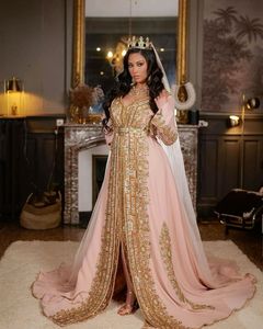 DISEÑADOR-HERMOSO DISEÑO DE BORDADO A MANO EN UN VESTIDO DE VELO Y CAFTÁN ROSA CON ESTILO CON VESTIDO DE RUTA PARA BODA = 2024 - Product Image 1