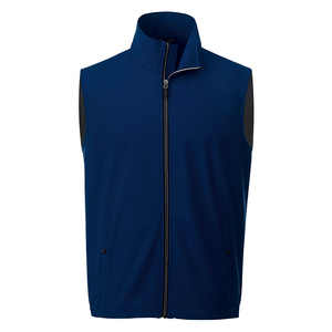 Mode Soft Shell Gilet Sans Manches Bleu Marine Couleur Pleine Zip Up Col Montant Thermique Doux Vêtements De Travail Porter Softshell Gilet - Product Image 1