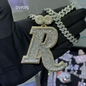 Colgante de Lujo Hip Hop para Hombre con Letra 'R' Personalizada de Moissanita Tallada, Plata 925 Certificada, Joyería Iced - Product Image 6