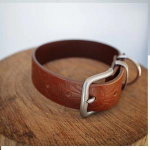 Collar de perro en relieve, estampado Geo, 32mm, bronceado - Product Image 1