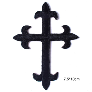 Patchs croisés dorés argentés et noirs thermocollants pour vêtements, autocollants décorés de dentelle rock punk en toile recouverte de résine - Product Image 1