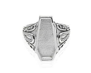Base de Anillo Vintage en Forma de Ataúd de Plata de Ley 925 para Resina, Cenizas, Leche Materna, Recuerdo, Joyería Conmemorativa DIY - Product Image 1