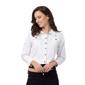 Chaquetas vaqueras ajustadas de talla grande lavadas y cómodas para mujer Chaquetas vaqueras sólidas lavadas de temporada de invierno de calidad superior - Product Image 1