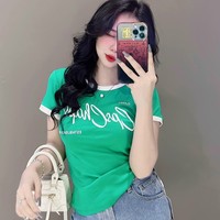 T-shirt d'été pour femme en lin col rond esthétisme mode naturelle décontracté fabriqué au Vietnam chacun avec sac en poly