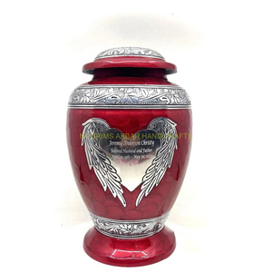 Urna de cremación de aluminio rojo granate para cenizas humanas adultas, Metal decorativo, funeral, recuerdo conmemorativo, proveedor de tarro de cenizas - Product Image 4