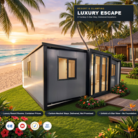 Villa de villégiature modulaire insonorisée et isolée, extensible, 20 pieds, hébergement de luxe, balcon privé, finition intérieure complète