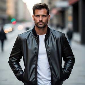 Motorcycle Genuine <b>Leather</b> Jackets Cow Sheep <b>Leather</b> Coat <b>Men</b> Multi Panel Print <b>Leather</b> Jacket <b>Mens</b> - Product Image 2