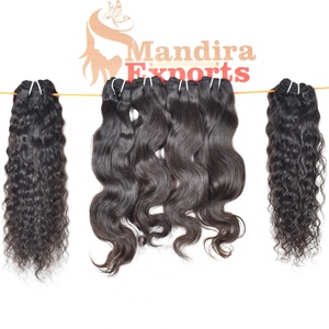 Raw Indian Natural Color Virgin Hair Double Weft Machine <b>Curly</b> Bundles Black Women's Temple Human Hair <b>Extensions</b> - Product Image 3