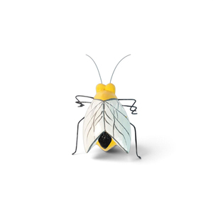 Yellow and White Custom <b>Hand</b> Painted <b>Wooden</b> Winged Insect Figurine From Bali for Nature Inspired Home and Garden Decor - Product Image 5