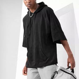 NUEVA Sudadera con Capucha Personalizada con Logotipo, Lisa, de Poliéster/Algodón, Tejido Ligero, Manga Corta, Corte Regular, Ecológica, para Hombre - Product Image 3