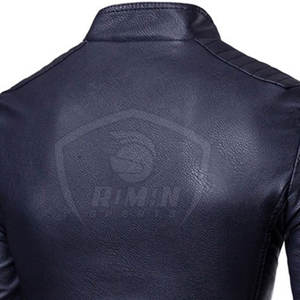 Veste en cuir et toile pour homme, style tendance, col montant, logo sur le devant, haute qualité, imperméable, coupe-vent, respirante, séchage rapide - Product Image 5