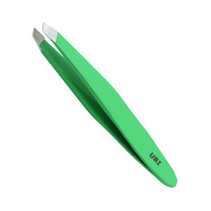 High Carbon Steel 7cm Green Slant Tip <b>Tweezers</b>-Professional Eyebrow <b>Ingrown</b> <b>Hair</b> Splinter Remover <b>Tweezer</b> Lightweight - Product Image 4