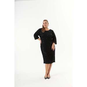 <b>Plus</b> <b>Size</b> <b>Sequined</b> Heather Gray Evening <b>Dress</b>, Black - Product Image 5
