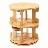 Support de table rotatif à 360 ° en bambou pour épices avec ensemble de 10 pots à épices