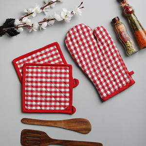 100% Cotton Oven Mitts with Silicone Strip <b>Green</b> Pot Holders for Cooking <b>Microwave</b> Baking Home Food Protection for Restaurants - Product Image 4