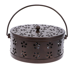 Quemador de incienso Anti escaldado Rack Metal portátil duradero clásico con mango de hierro ahuecado Mosquito bobina soporte caso hogar jardín - Product Image 5
