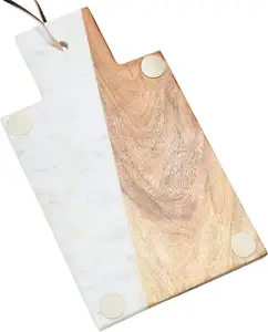 bulk supplier 2-Tone Marble and Acacia Wood Charcuterie or Cutting Board Board Cheese Marble Cutting Charcuterie Serving Tray