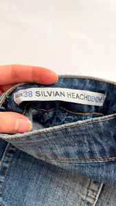 Micro pantalones cortos Y2K Silvian Heach | Denim desgastado con diamantes de imitación | Club Girl Summer Look | MS Handicraft Algodón moderno personalizado - Product Image 5