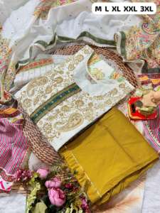 ชุดปาร์ตี้คุณภาพระดับพรีเมี่ยมผ้ามัสลินเนื้อแน่นพิมพ์ลายผ้าไหมแชนเดอร์พร้อมกางเกงทำงานทำมือและ dupatta - Product Image 2