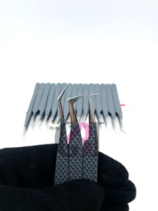 Pinzas para Pestañas GETUP BROSONS IMPEX Nuevas con Recubrimiento en Polvo Gris, Curvadas a 90 Grados, de Acero Inoxidable, con Punta Serrada/Lisa - Product Image 4