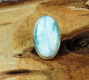 Blue Larimar Ring Oval Gemstone 925 Sterling <b>Silver</b> Handmade Jewelry Caribbean Stone Ring For Women Wholesale - Product Image 5