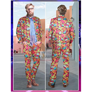 Conjunto de Chándal Retro de los 90 para Hombre, Disfraz de Halloween, Chaqueta Cortavientos y Pantalones de los 70/80, Conjunto Vintage de 2 Piezas, Estilo Hip Hop para Fiestas - Product Image 5
