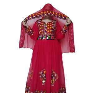 ชุดแต่งงานสไตล์ปากีสถานของอัฟกานิสถานมาใหม่ชุดเดรสวินเทจโบฮีเมียนปักลายด้วยผ้าไหม - Product Image 1