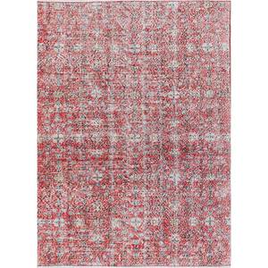Alfombra de Lana Anudada a Mano Vintage Pae-2007, Grande, con Diseño Floral Rojo y Naranja, para Sala de Estar, Pasillo, Dormitorio de Adolescentes, Rectangular - Product Image 1