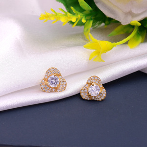 Women's Cute Natural Zircon Faceted Cut Gemstone Floral Design 18K Gold Plated 925 <b>Sterling</b> <b>Silver</b> <b>Stud</b> Earrings Anniversary - Product Image 1