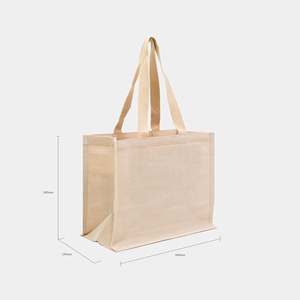 <b>Medium</b> Stiffened Juco <b>Bag</b> with Cotton Jute Fabric Long Rope Handles for Advertising Daily Use As a <b>Gift</b> Screen Printing Pattern - Product Image 2