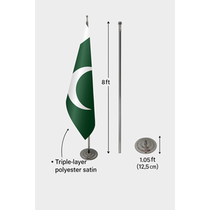 Drapeau d'intérieur officiel du Pakistan imprimé numériquement 3x5 pieds, fabriqué en polyester de haute qualité et en soie, avec mât en aluminium - Product Image 6