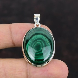 Colgante de malaquita hecho a mano, joyería nueva, colgante de plata de ley 925, colgante de diseño único, joyería de piedras preciosas genuinas - Product Image 5
