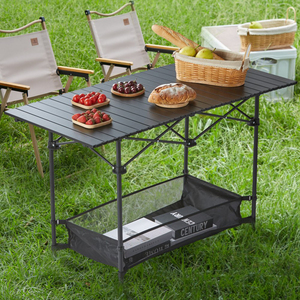 Table de pique-nique pliante en aluminium légère et portable de 120x70x55 CM avec sac de transport - Utilisation en camping, plage, barbecue et jardin - Product Image 3